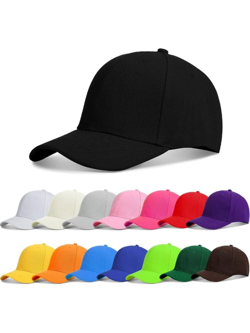 8-Pack Adjustable Baseball Caps - Plain Hats for Men & Women, Versatile Style